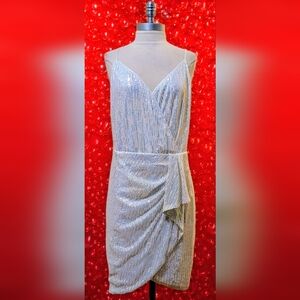 Grace Karin Iridescent White Mini Dress 2XL
